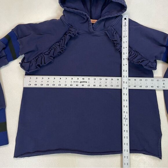 Maggie Marilyn Ruffle Follow My Lead Pullover Hoodie Women Size 8 Blue - Picture 9 of 9
